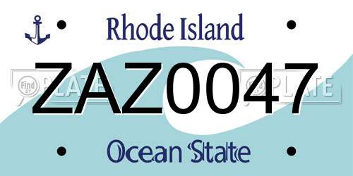 ZAZ0047 Rhode Island License Plate