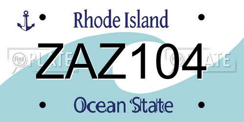 ZAZ104 Rhode Island License Plate