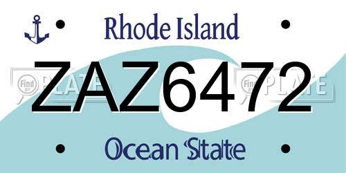 ZAZ6472 Rhode Island License Plate