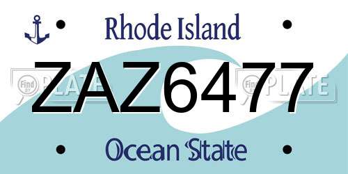 ZAZ6477 Rhode Island License Plate