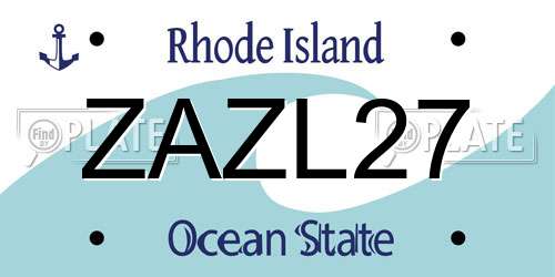 ZAZL27 Rhode Island License Plate