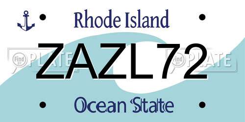 ZAZL72 Rhode Island License Plate