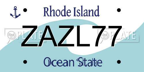 ZAZL77 Rhode Island License Plate