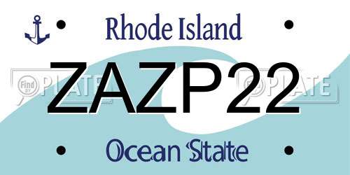 ZAZP22 Rhode Island License Plate