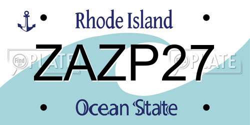 ZAZP27 Rhode Island License Plate
