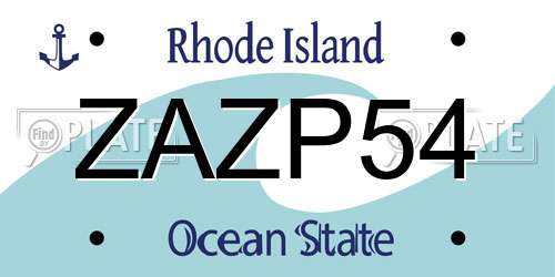 ZAZP54 Rhode Island License Plate