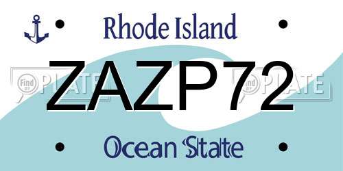 ZAZP72 Rhode Island License Plate