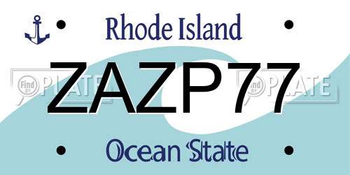 ZAZP77 Rhode Island License Plate