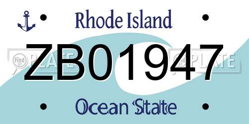 ZB01947 Rhode Island License Plate