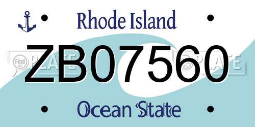 ZB07560 Rhode Island License Plate