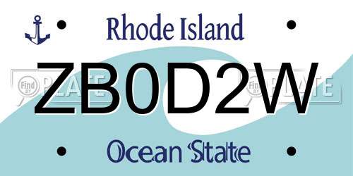 ZB0D2W Rhode Island License Plate