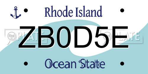 ZB0D5E Rhode Island License Plate