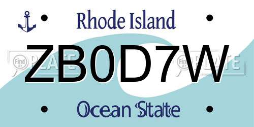 ZB0D7W Rhode Island License Plate