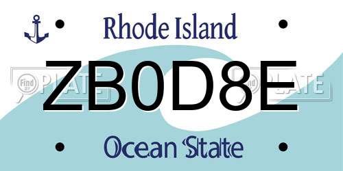 ZB0D8E Rhode Island License Plate