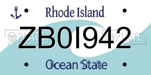 ZB0I942 Rhode Island License Plate