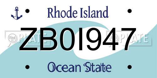 ZB0I947 Rhode Island License Plate