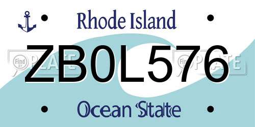 ZB0L576 Rhode Island License Plate