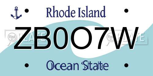 ZB0O7W Rhode Island License Plate