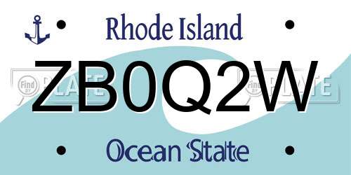 ZB0Q2W Rhode Island License Plate