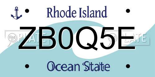 ZB0Q5E Rhode Island License Plate