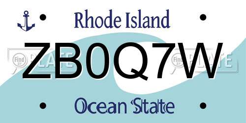 ZB0Q7W Rhode Island License Plate