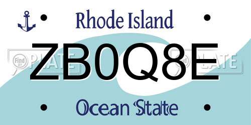 ZB0Q8E Rhode Island License Plate