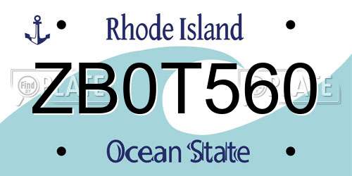 ZB0T560 Rhode Island License Plate