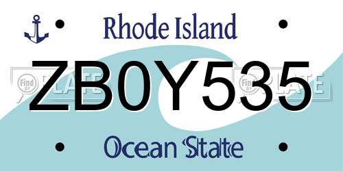 ZB0Y535 Rhode Island License Plate