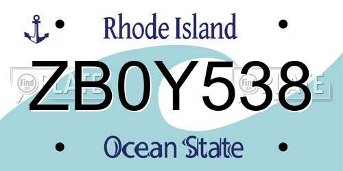 ZB0Y538 Rhode Island License Plate