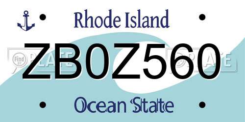ZB0Z560 Rhode Island License Plate