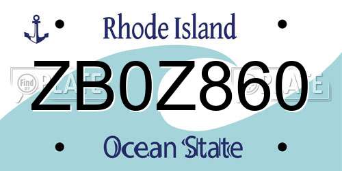 ZB0Z860 Rhode Island License Plate