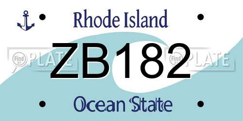 ZB182 Rhode Island License Plate