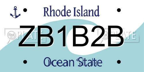 ZB1B2B Rhode Island License Plate