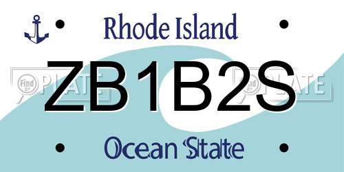 ZB1B2S Rhode Island License Plate