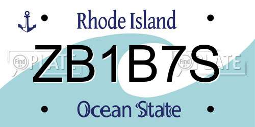 ZB1B7S Rhode Island License Plate