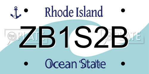 ZB1S2B Rhode Island License Plate