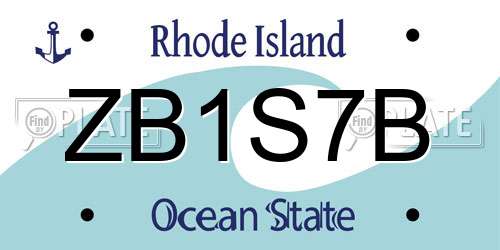 ZB1S7B Rhode Island License Plate