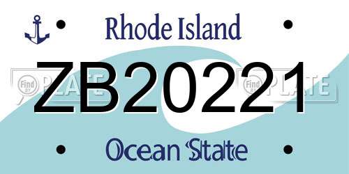ZB20221 Rhode Island License Plate