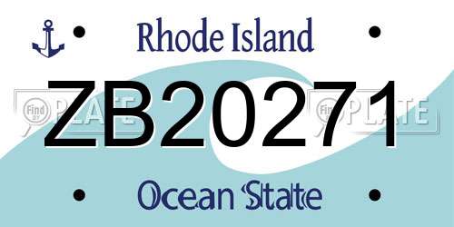 ZB20271 Rhode Island License Plate