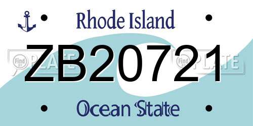 ZB20721 Rhode Island License Plate