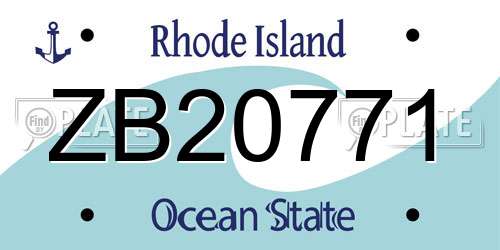 ZB20771 Rhode Island License Plate