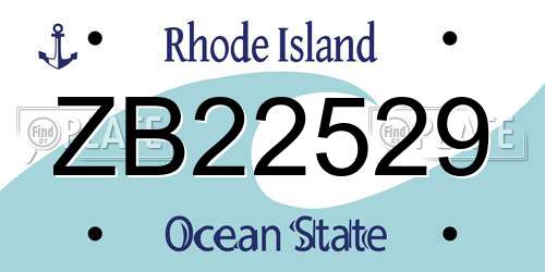 ZB22529 Rhode Island License Plate