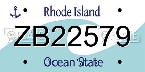 ZB22579 Rhode Island License Plate