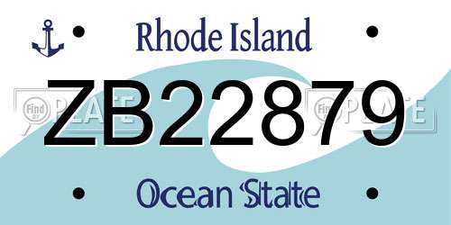 ZB22879 Rhode Island License Plate