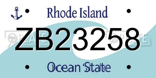ZB23258 Rhode Island License Plate