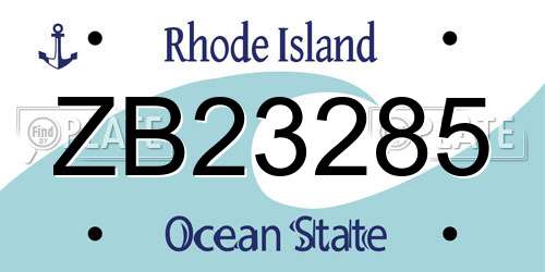 ZB23285 Rhode Island License Plate