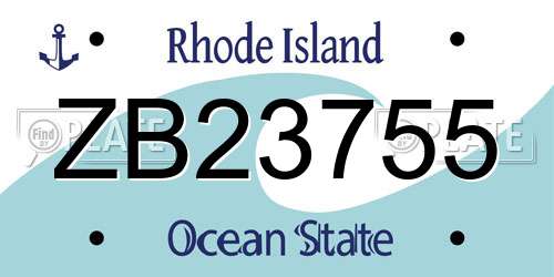 ZB23755 Rhode Island License Plate
