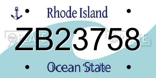 ZB23758 Rhode Island License Plate