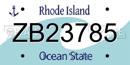 ZB23785 Rhode Island License Plate