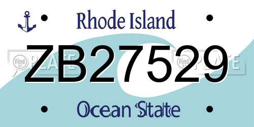 ZB27529 Rhode Island License Plate